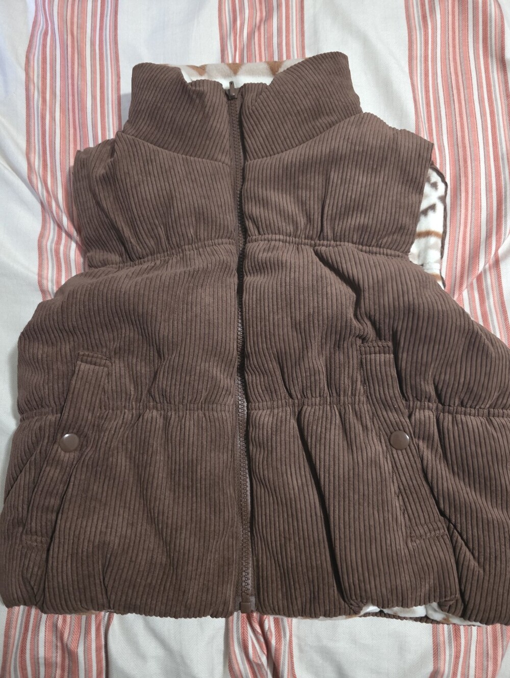 Brown Corduroy Puffer Vest